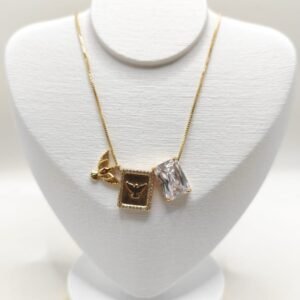 Colar três pingentes banho de ouro 18k