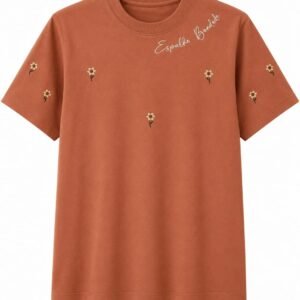 T-shirt bordada cor marrom mocha mousse ( P, M )