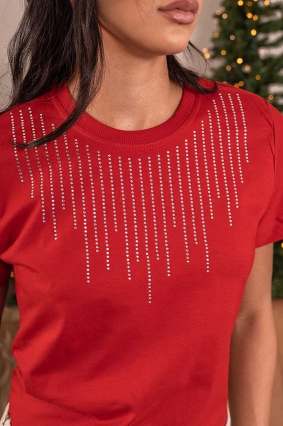 T-Shirt Com Ap/ Strass (𝙈,𝙂) - Imagem 2