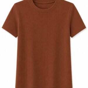 T-SHIRT CANELADA MARROM (P, G)