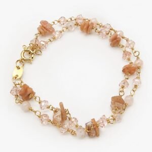 Pulseira pedra natural (Quartzo rosa e cristais)